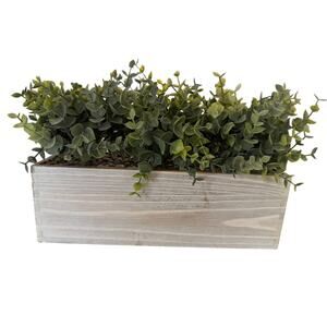Winlyn Artificial Eucalyptus in Rectangular Wood Planter Box NEW